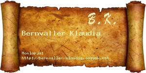 Bernvaller Klaudia névjegykártya